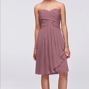 David’s Bridal Strapless Crinkle Chiffn Bridesmaid